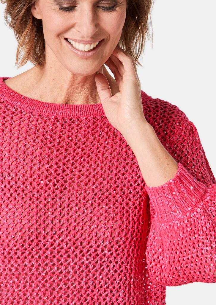 Femininer Pullover in Netzoptik mit Pailletten