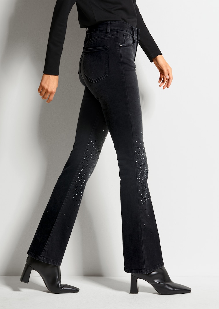 Bootcut-Jeans mit Strass-Deko