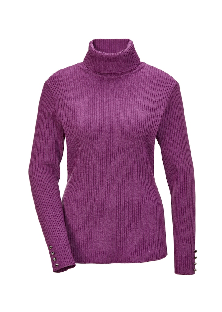 Eleganter Rollkragenpullover mit optischen Knöpfen