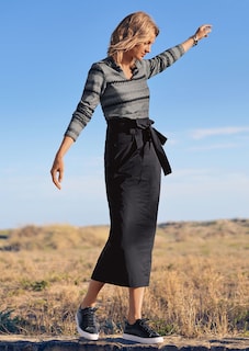 Highwaist-Midirock mit Bindegürtel thumbnail 7