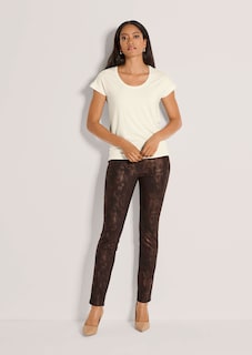 Schmale Hose mit zart glänzendem Animal-Print thumbnail 2