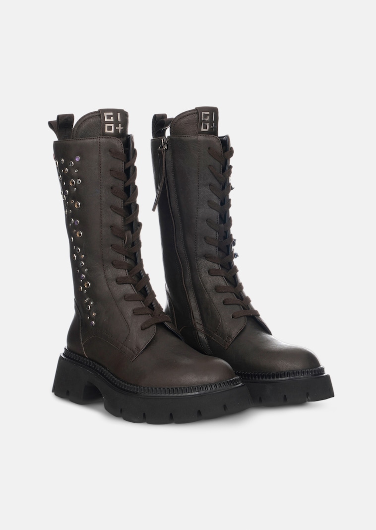 Hohe Boots mit Glitzer-Ornamenten