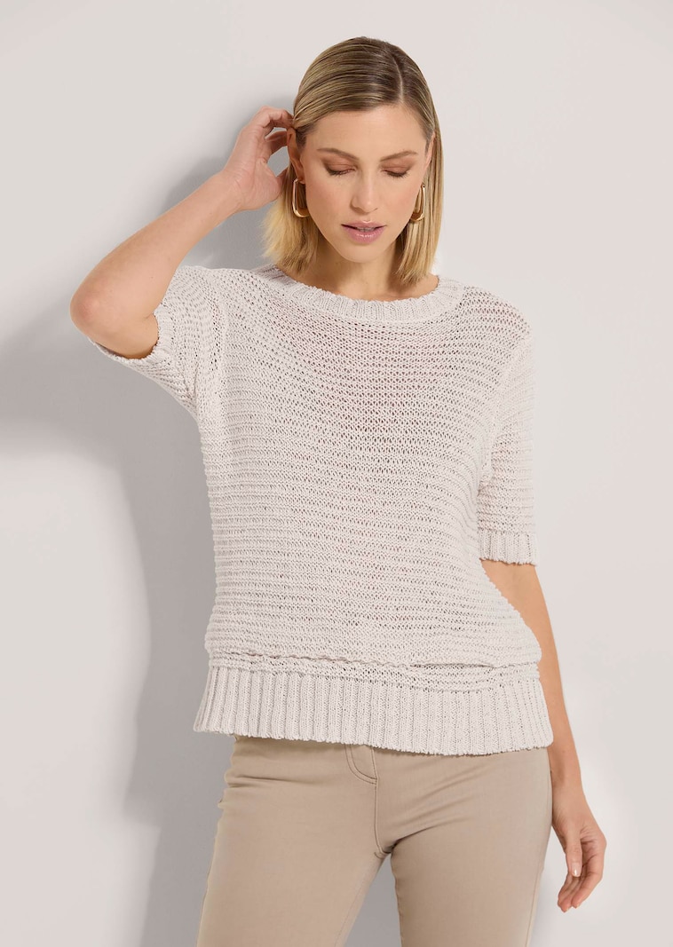 Halbarm-Pullover aus Bändchengarn