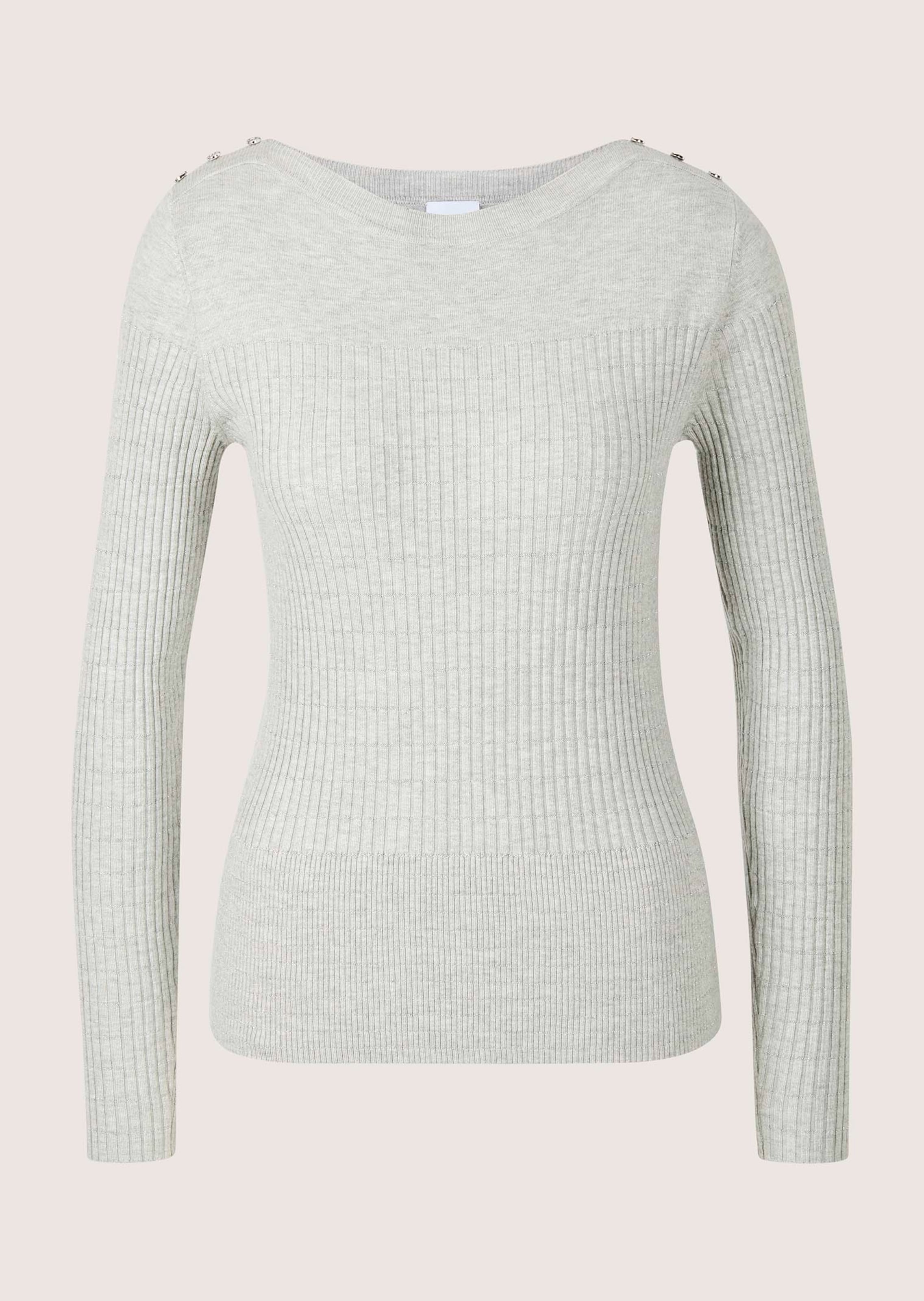 Gerippter Feinstrickpullover mit Zierknöpfen
