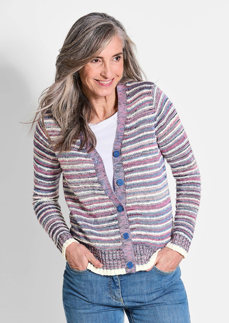 Strickjacke im Multicolor-Ringelmuster