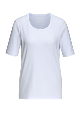 blanc T-shirt à encolure arrondie