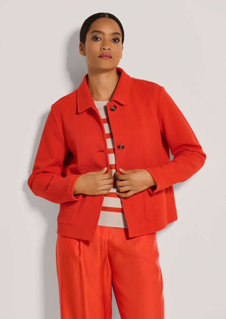 Kurzjacke mit Fischgrat-Dessin