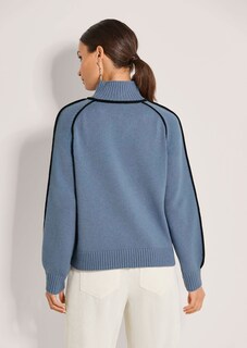 Strickpullover mit Stehkragen und Kontrastpaspeln thumbnail 3