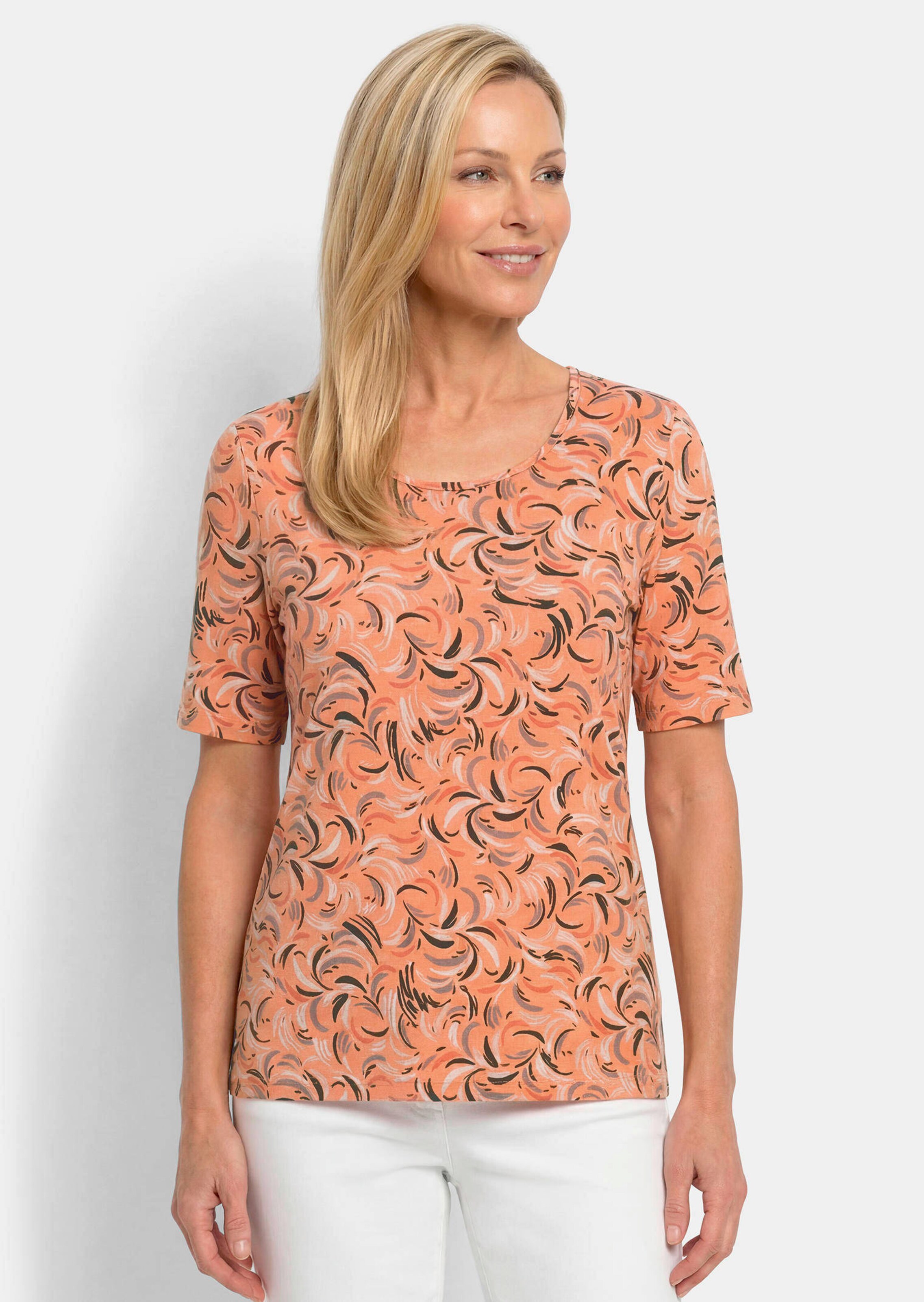 T-shirt en viscose avec un imprimé all-over frais