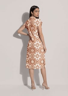 Gemustertes Hemdblusenkleid aus Viskose thumbnail 4