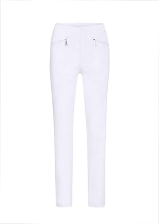 blanc Pantalon hyper LOUISA extensible avec poches zippées