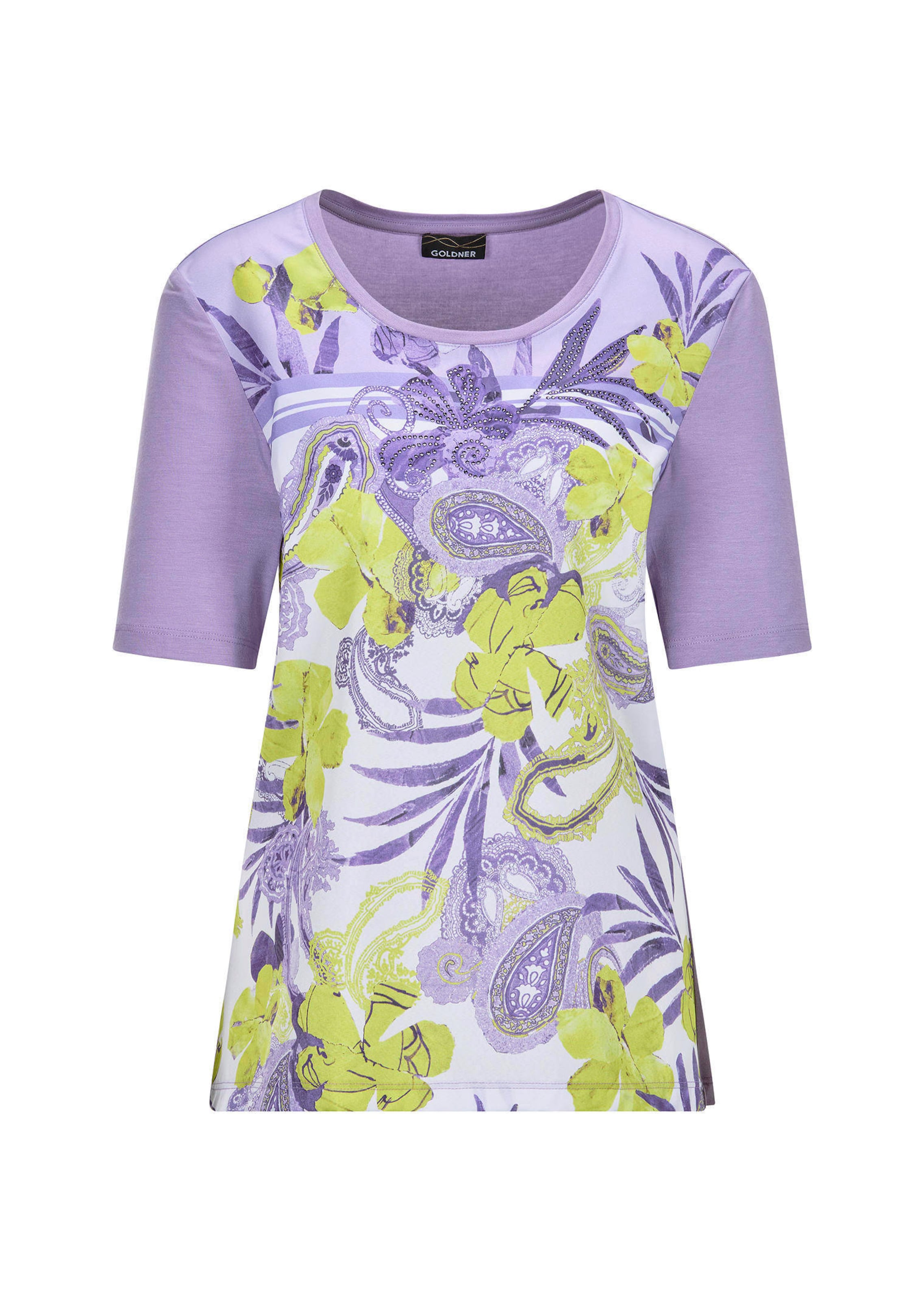 Puseropaita, jossa paisleykuvio ja strassikiviä