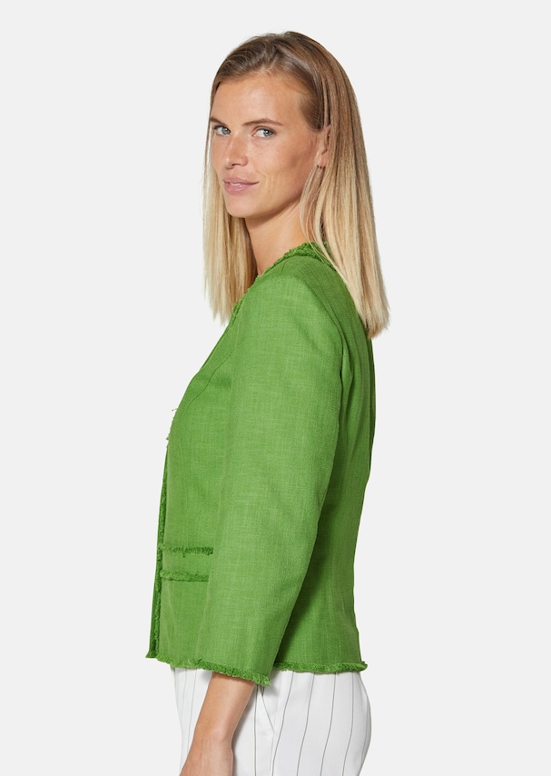 Short blazer with 3/4-length sleeves and fringed sections 3