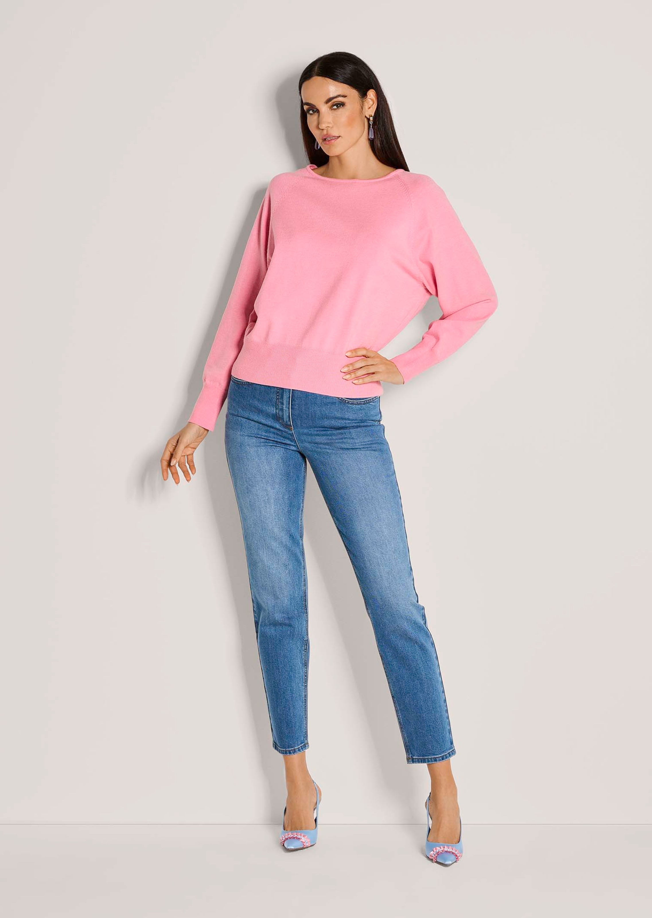 Feinstrick-Pullover mit Fledermausärmeln