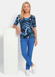 Katoenen shirt met kleurrijk bloemenpatroon thumbnail 4