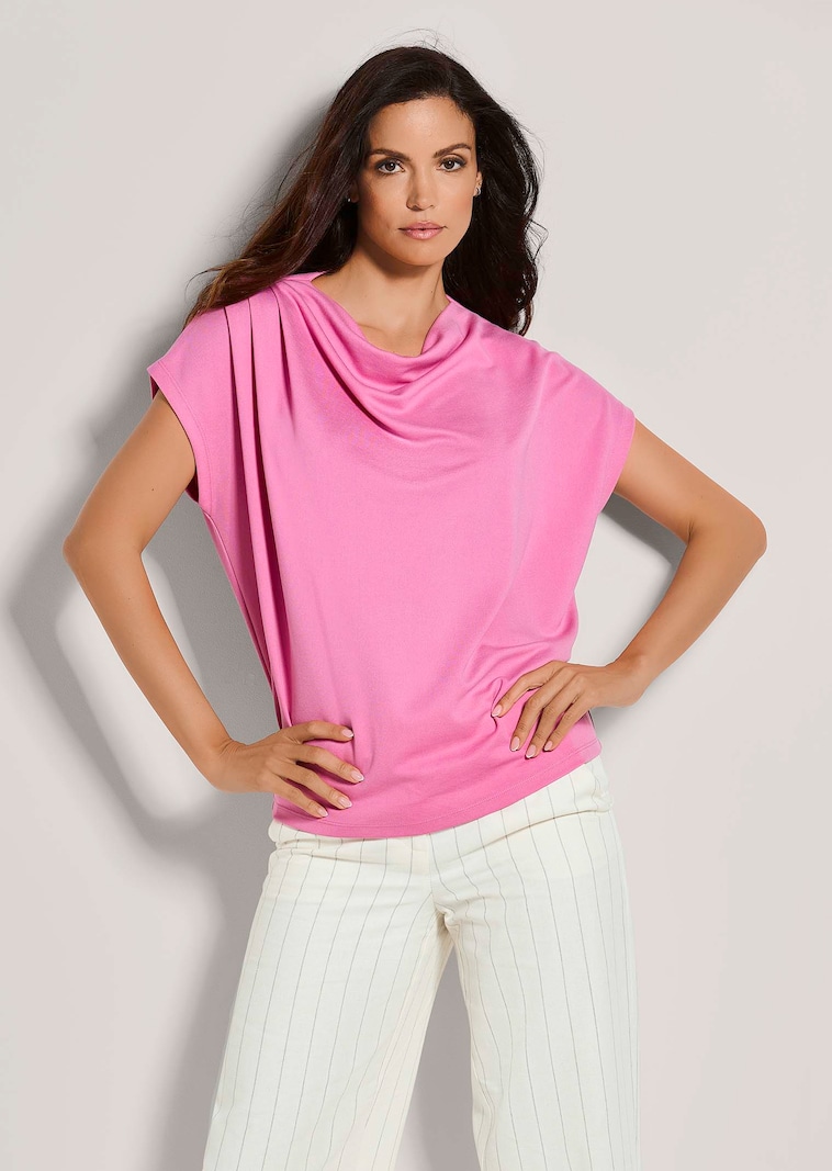 Wasserfall-Shirt mit kurzen Ärmeln