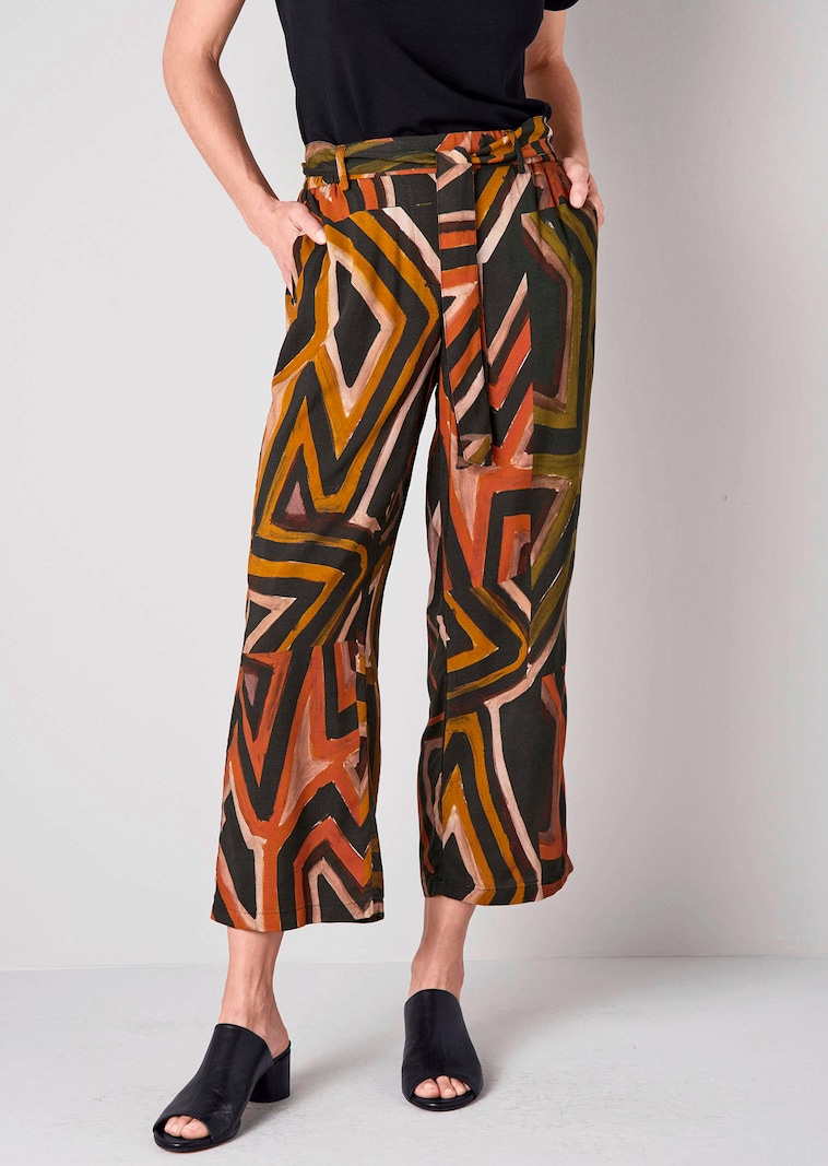 Culotte mit Unikat-Print und Bindegürtel