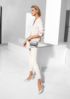 Lange Seidenbluse in kragenloser Form thumbnail 7