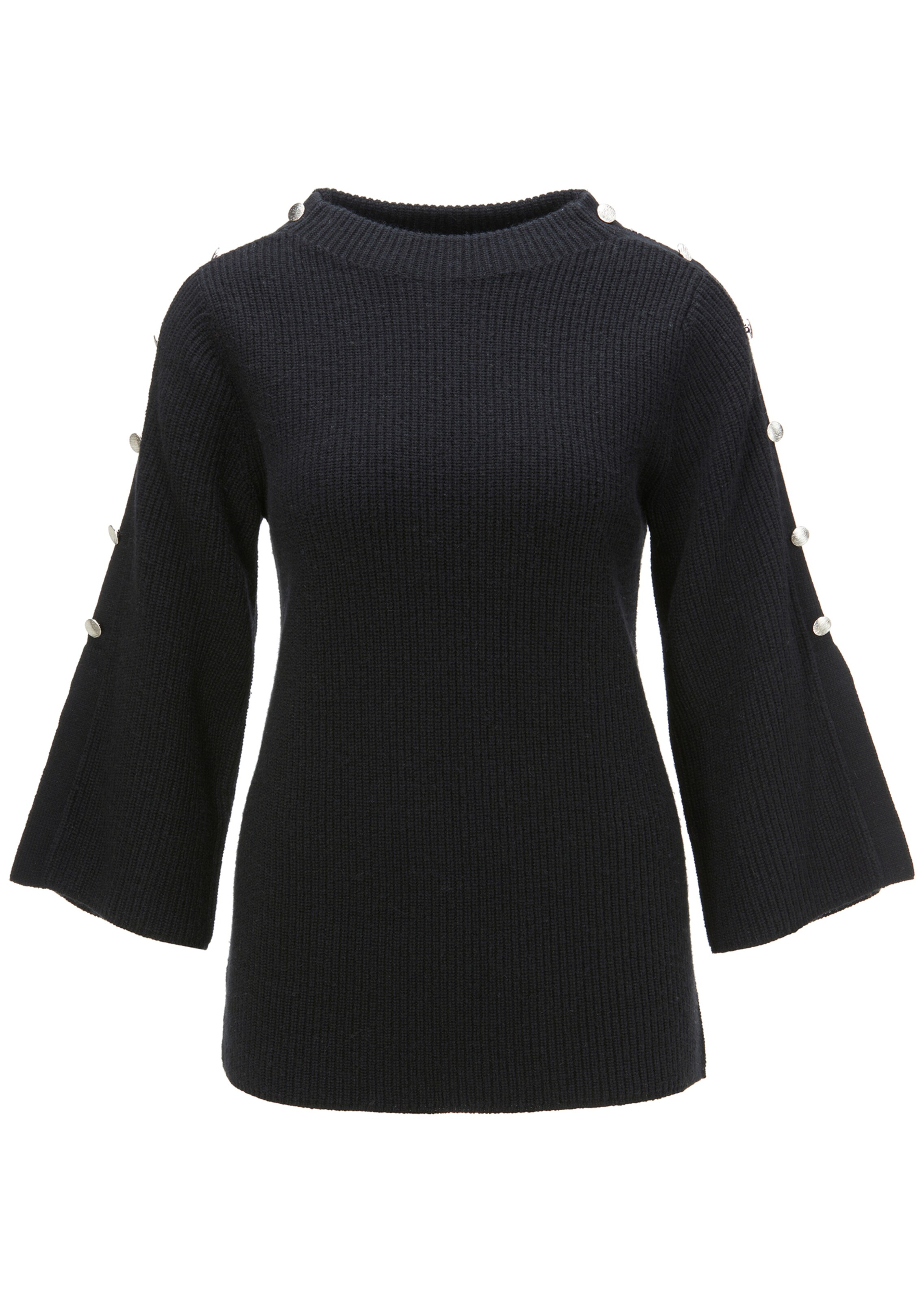 Pullover mit 3/4-Ärmel und Zierknöpfen