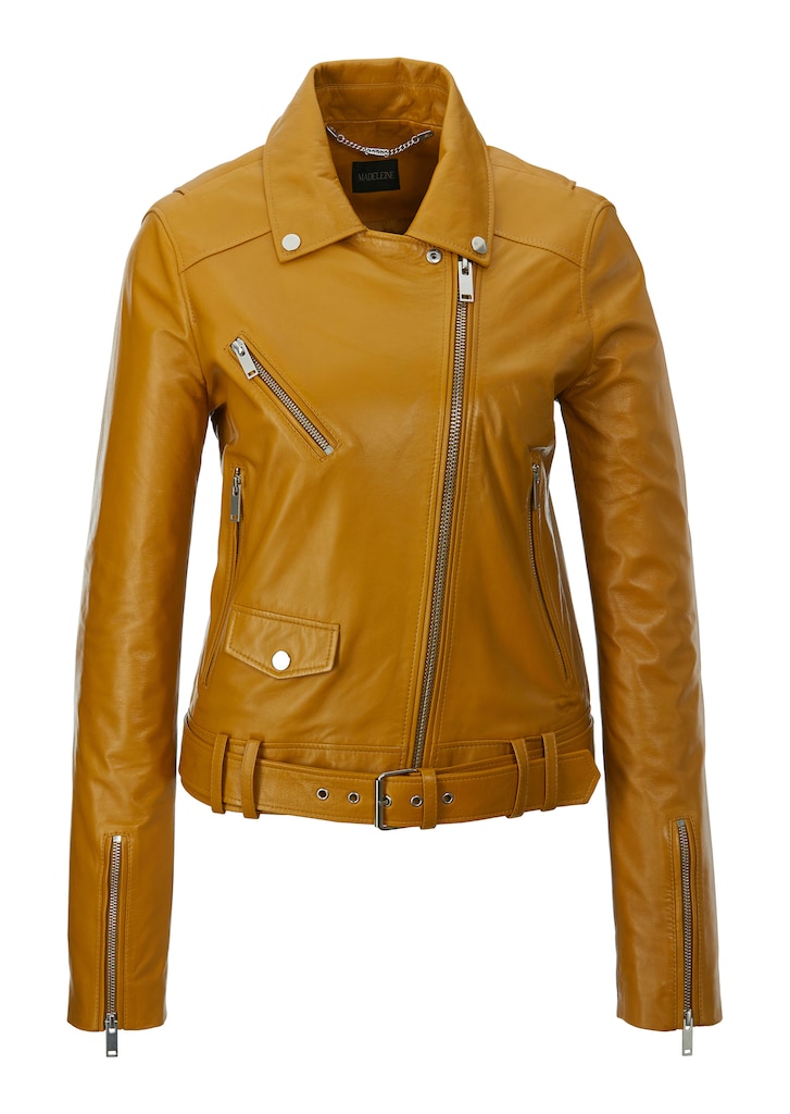 Short biker leather jacket