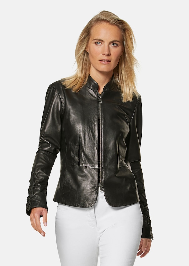 Simple leather jacket made from lamb nappa 1