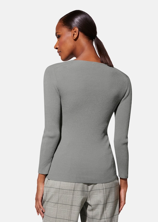Slim rib-knit jumper with 3/4-length sleeves 2
