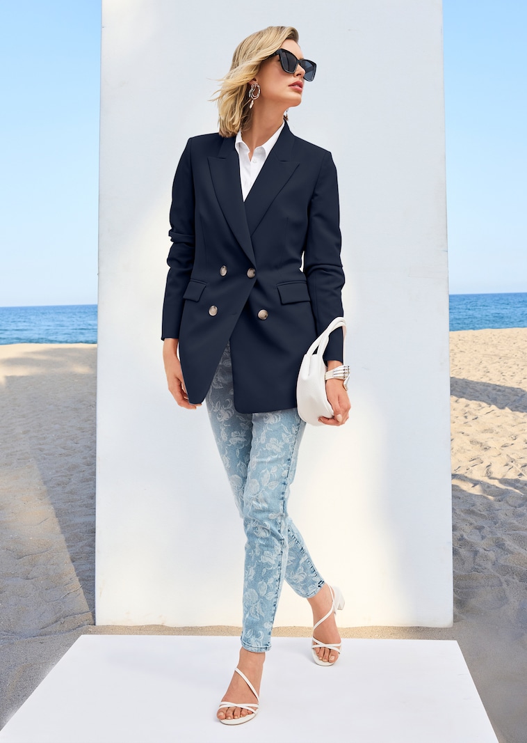 Schlanke Five-Pocket mit Unikat-Print