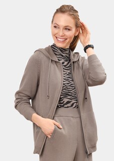 Weiche Strickjacke mit Kapuze und Reissverschluss thumbnail 1