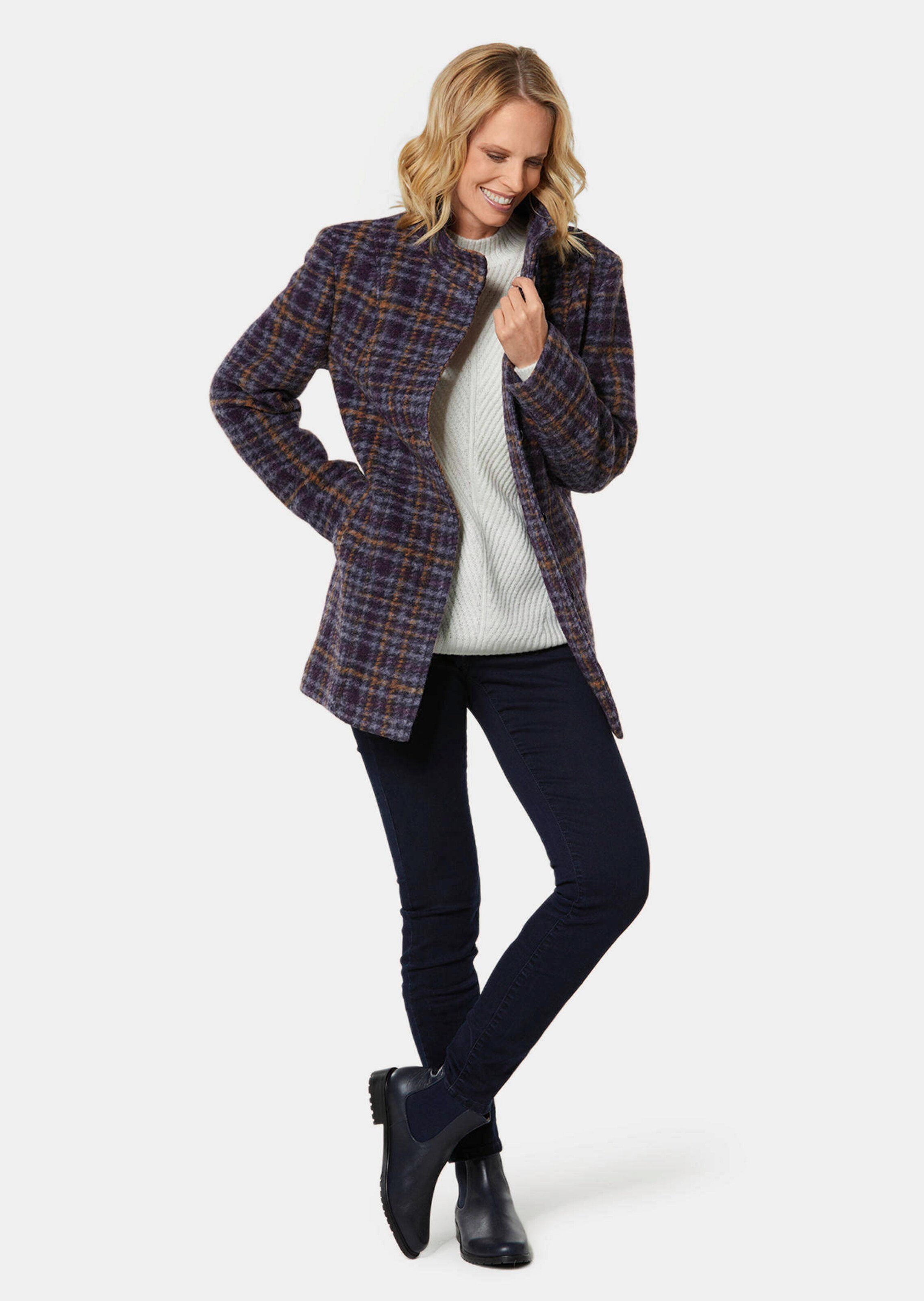 Veste en laine à carreaux - bleu foncé / à carreaux - Gr. 20 de Goldner Fashion