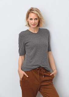 Pullover van kasjmier met korte mouwen en ronde hals thumbnail 8