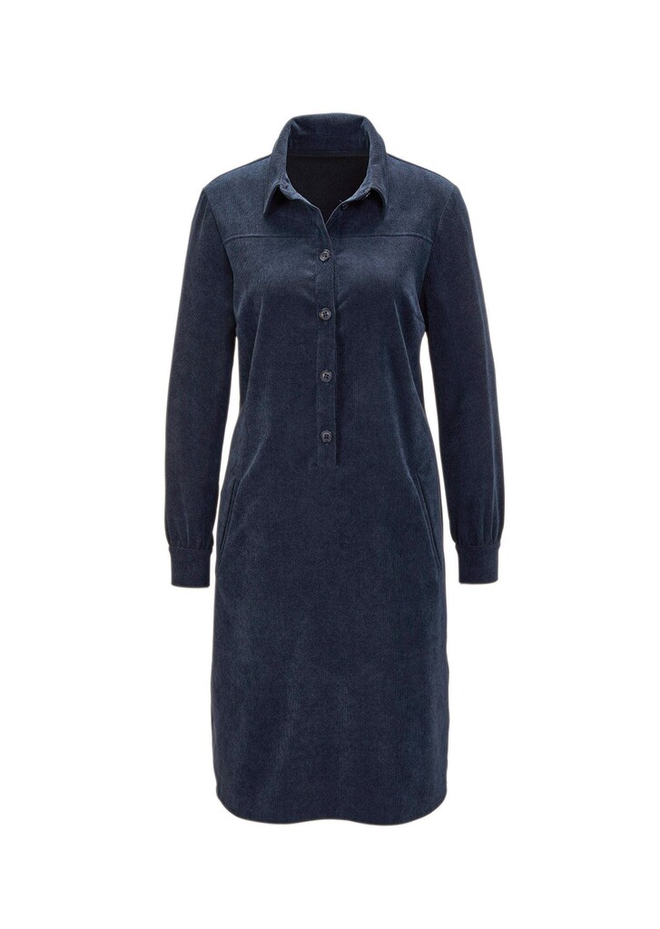 Cordkleid mit Taschen und Blusenkragen