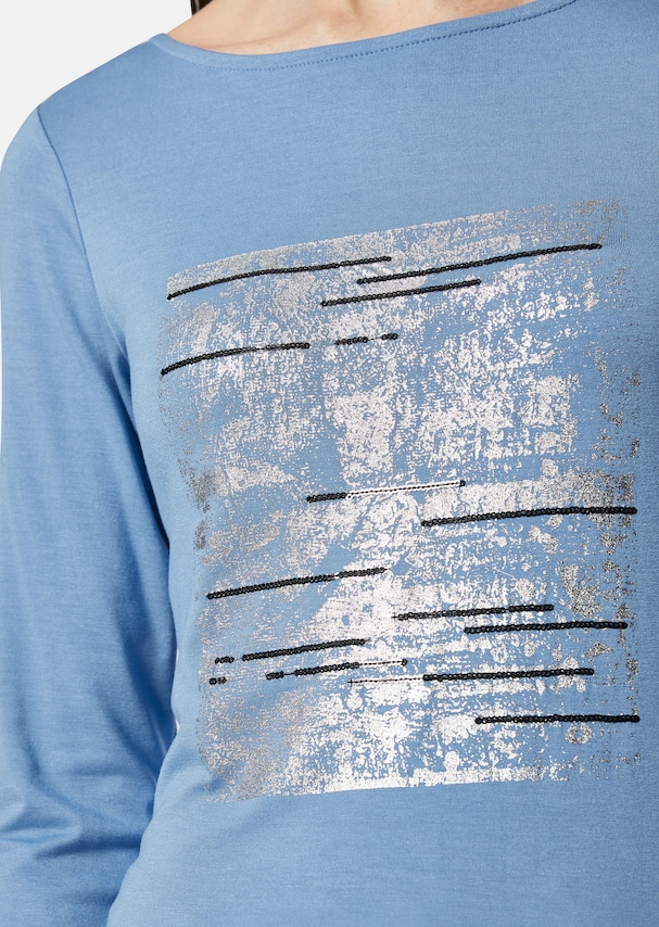 T-shirt en jersey avec motif imprirmé et manches 3/4 4