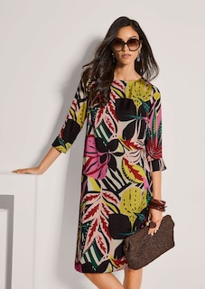 H-line dress with floral print and 3/4-length sleeves thumbnail 4