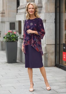 Robe avec sur-tunique à motif floral en chiffon thumbnail 7