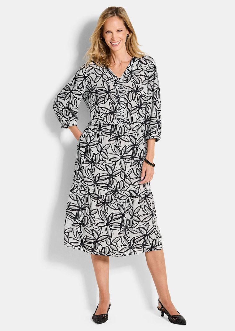 Viskose-Kleid mit V-Ausschnitt