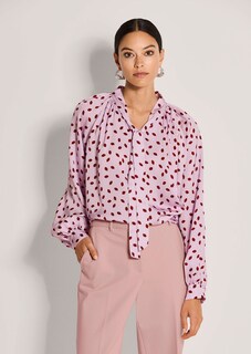Bluse mit Kussmund-Print und Bindeband thumbnail 1