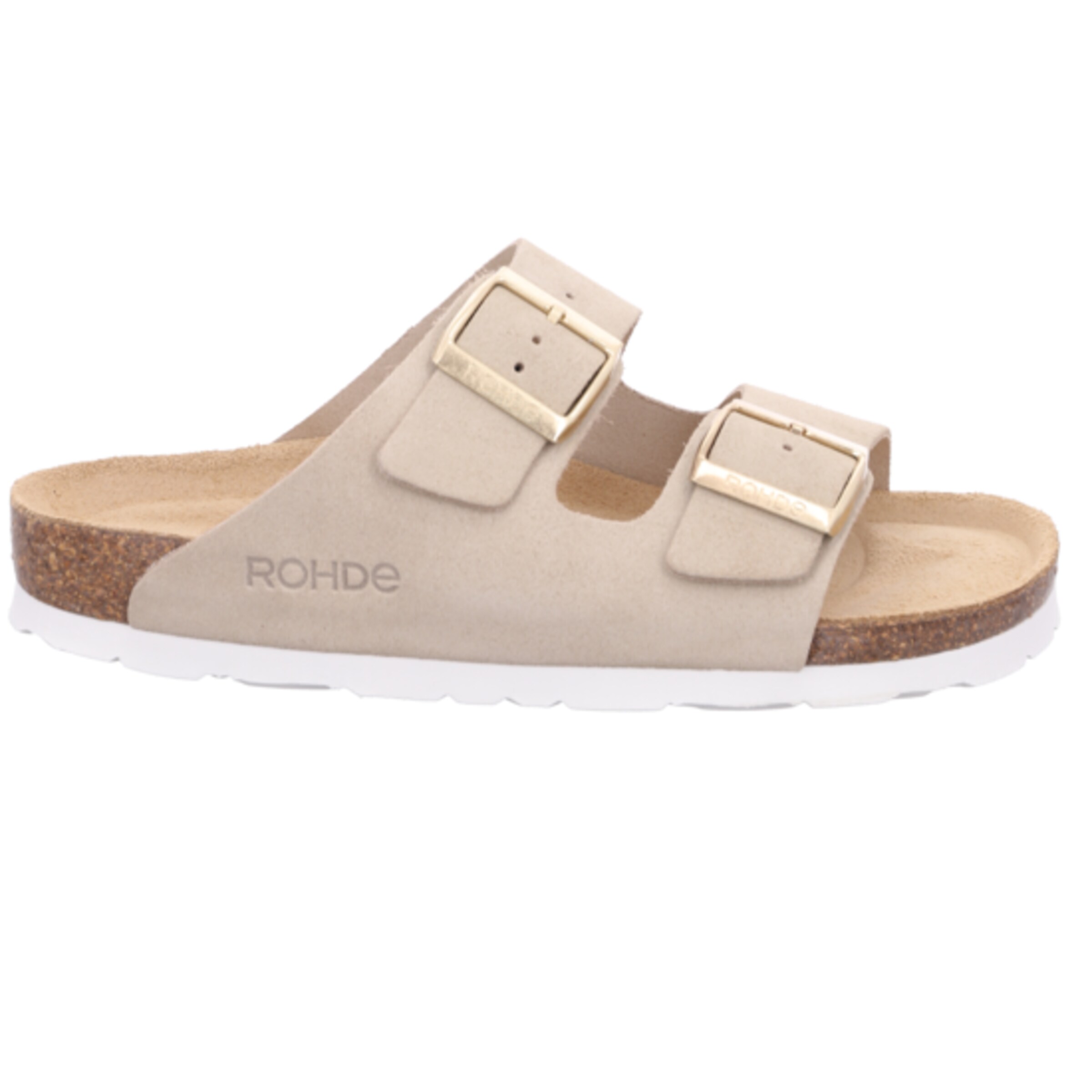 Veloursleder-Pantolette mit Schnallen