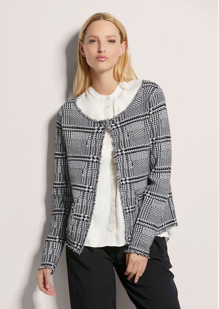 Kurze Strickjacke in Tweed-Optik