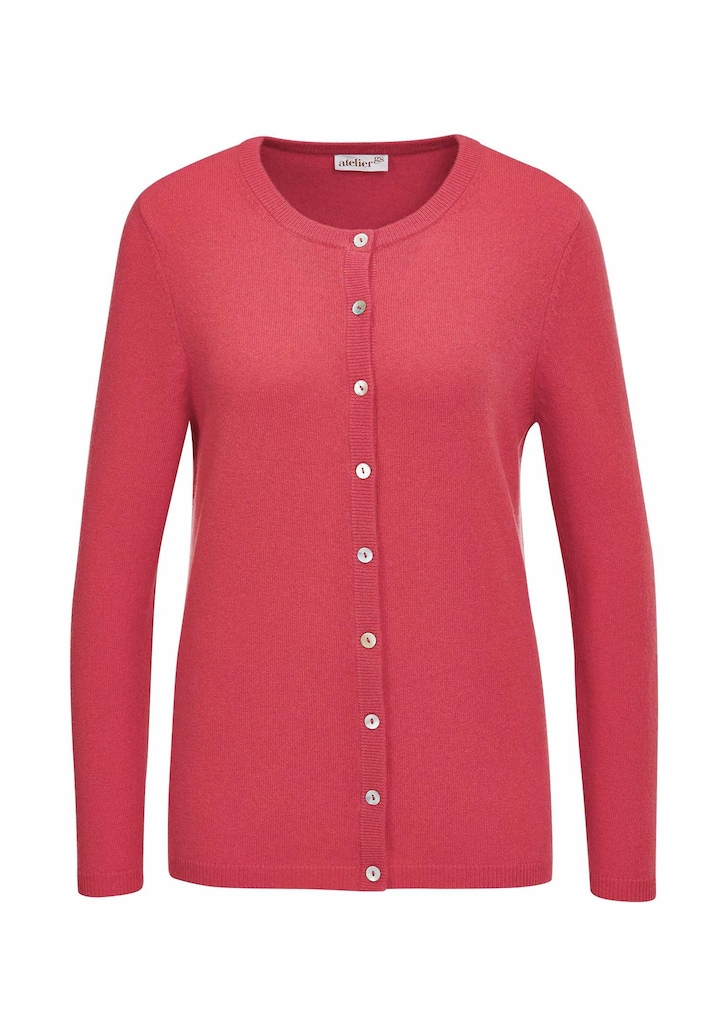 Kaschmirstrickjacke mit Rundhalsausschnitt