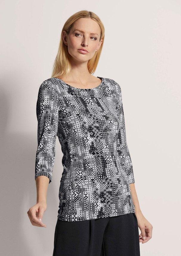 Rundhals-Shirt mit 3/4-Ärmeln