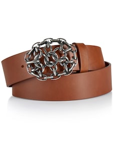 Leather belt with a decorative buckle thumbnail 1