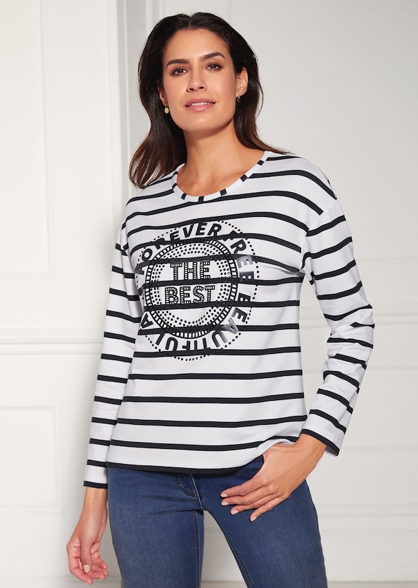 Striped sweatshirt with print motif