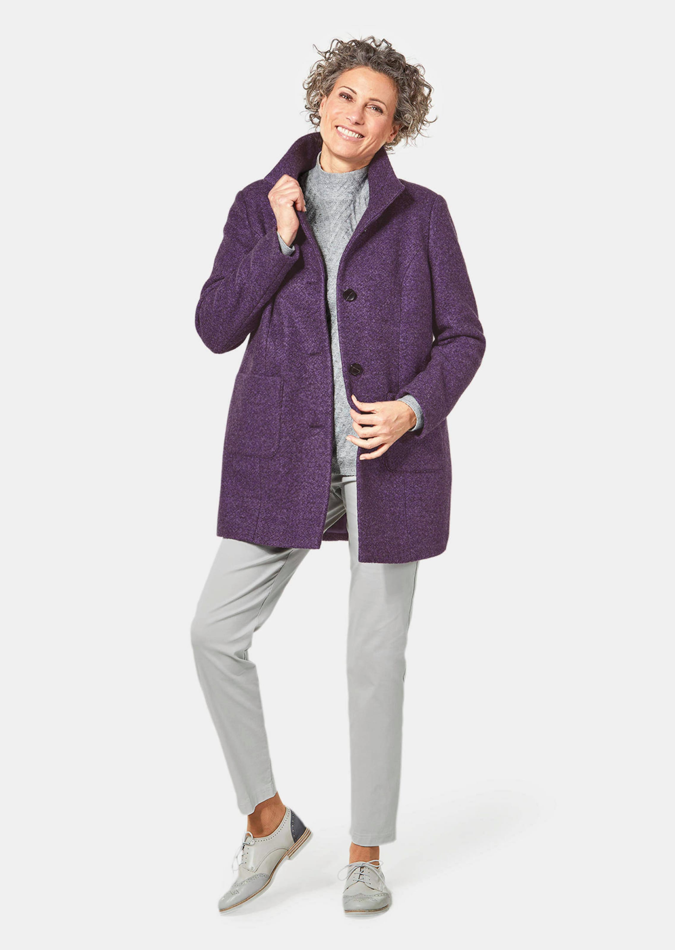 Doux manteau tendance avec de la laine - lilas - Gr. 50 de Goldner Fashion