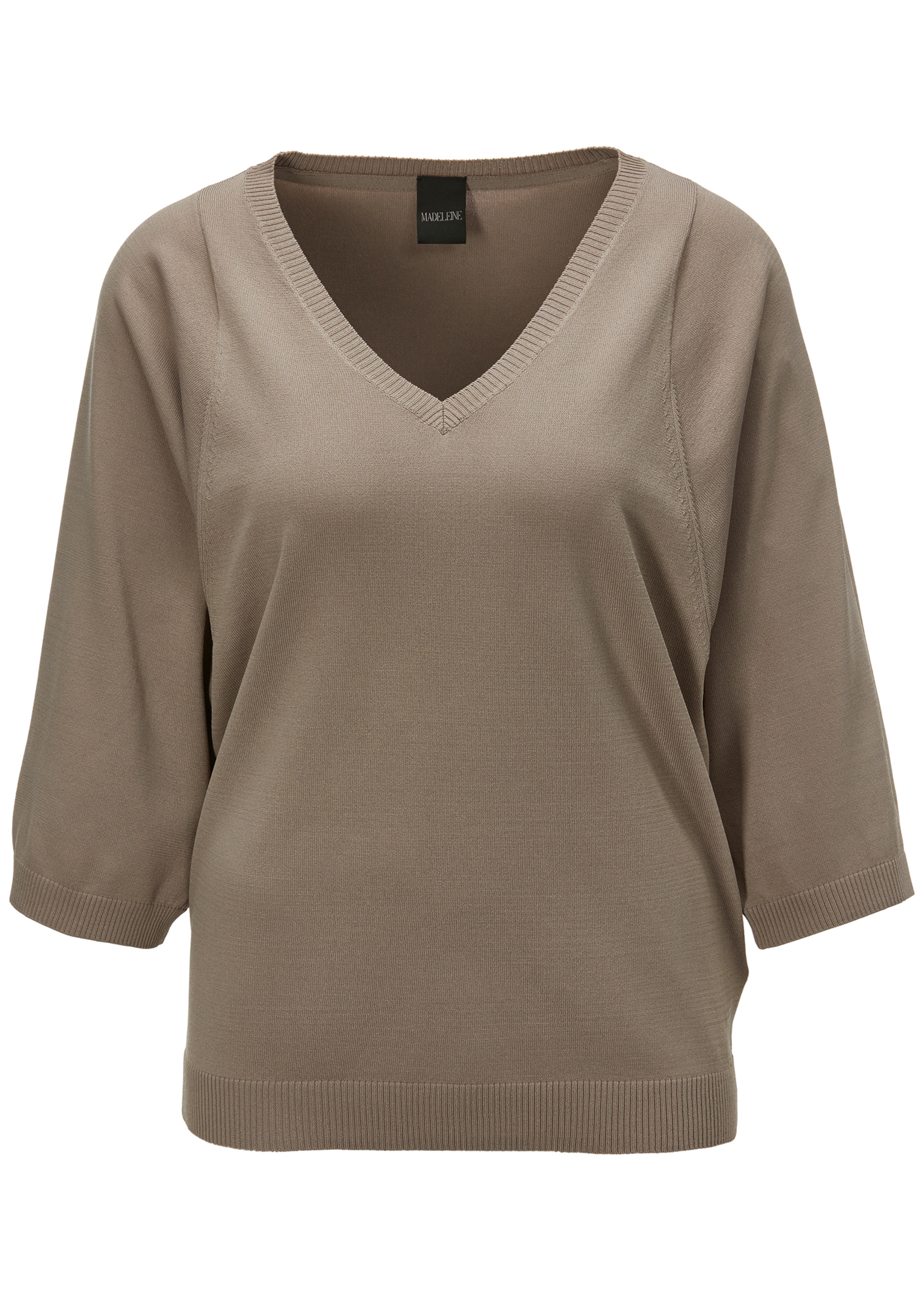 Strickpullover mit V-Ausschnitt und weitem 3/4-Ärmel