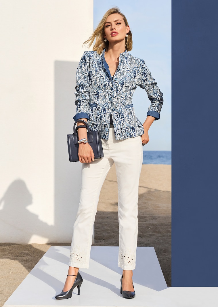 Jacquard-Blazer mit Glanz-Effekten