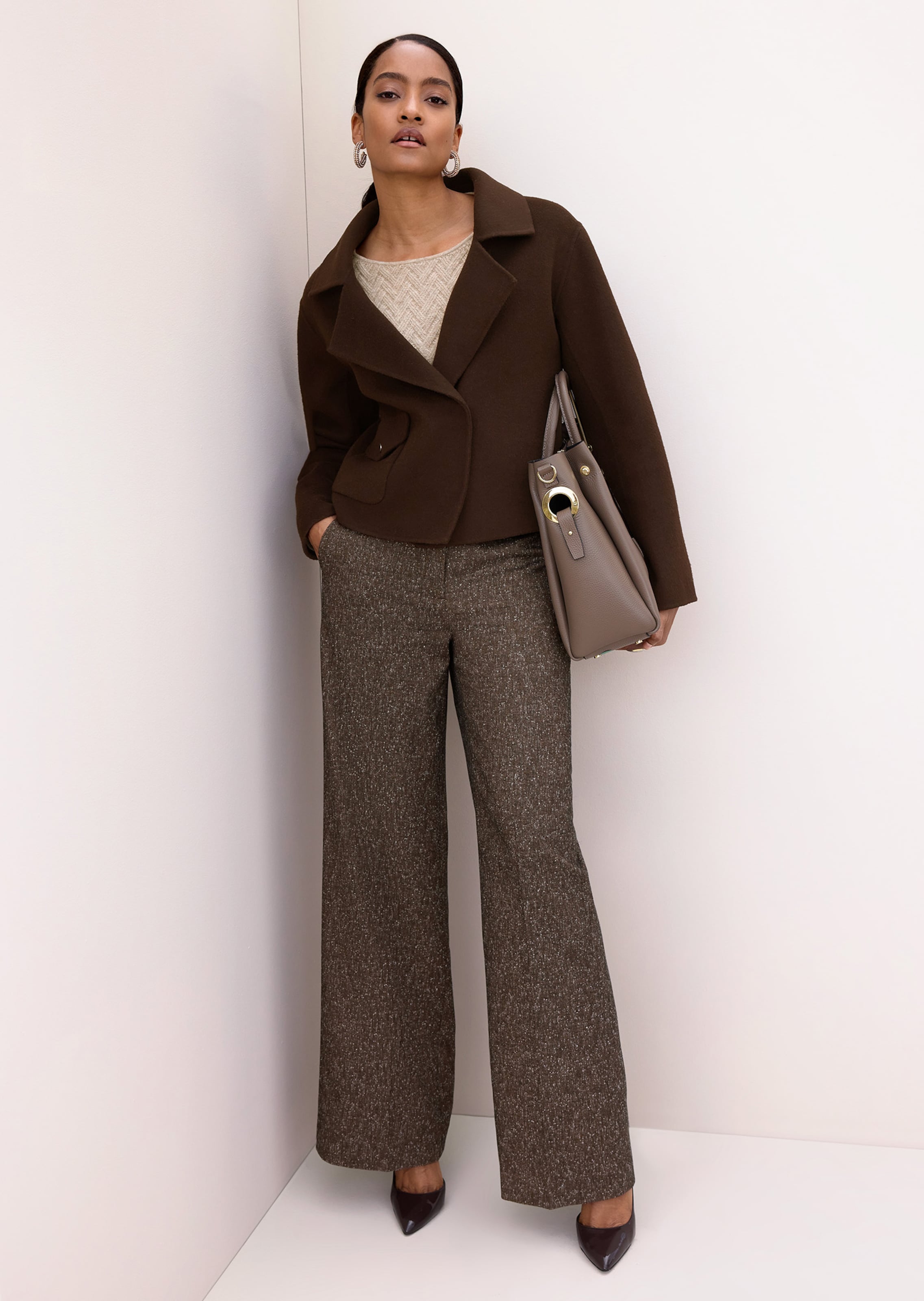 Weite Tweed-Hose mit Bügelfalten