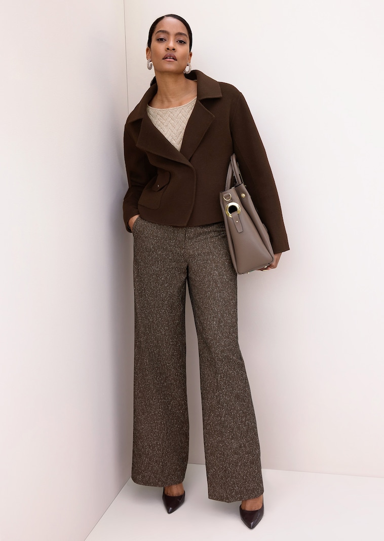 Pantalon large en tweed avec plis marqués