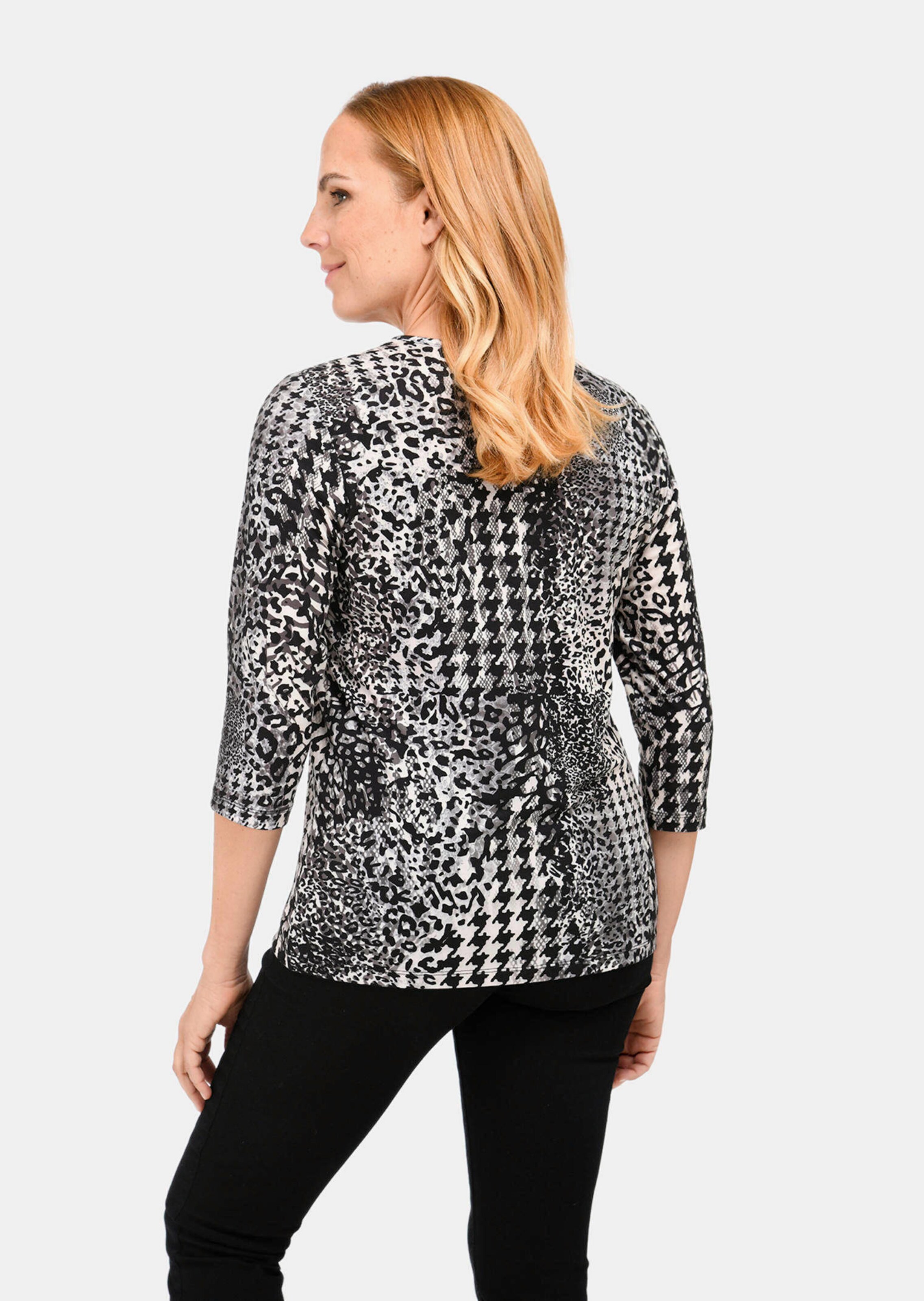 Confortable T-shirt imprimé en mélange de matières - noir / crème / à motifs - Gr. 48 de Goldner Fas