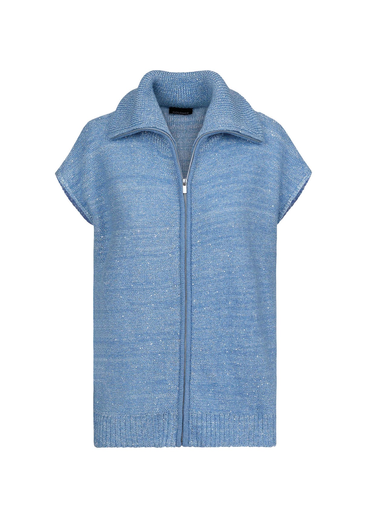 Strickweste mit Pailletten und Umlegekragen