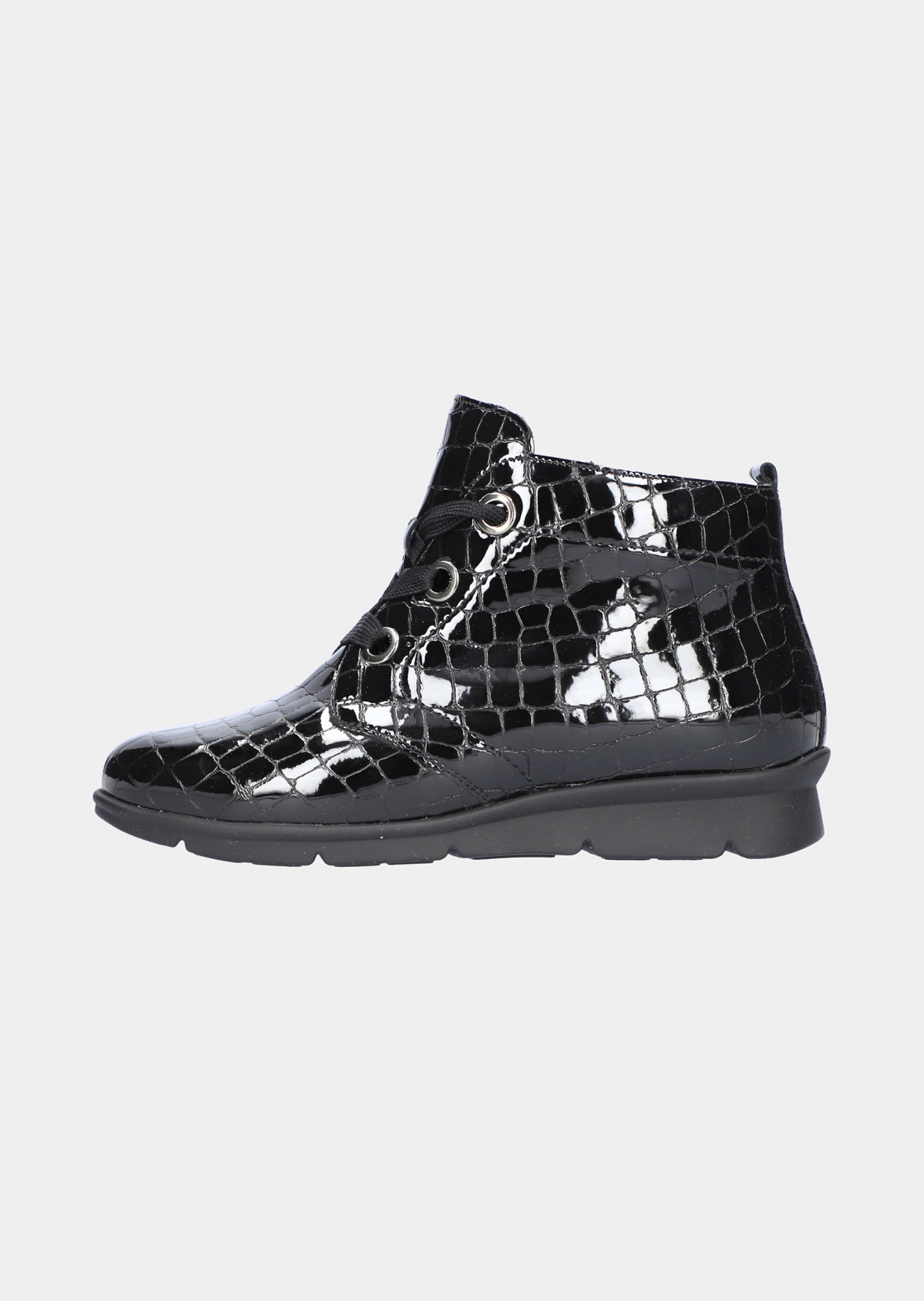 Bottines en cuir verni avec embossage crocodile